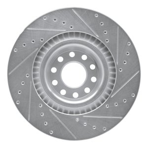 Audi S8 Brake Rotor (1) - Front Left - R1 Concepts - Drilled & Slotted - Silver - `01-`03